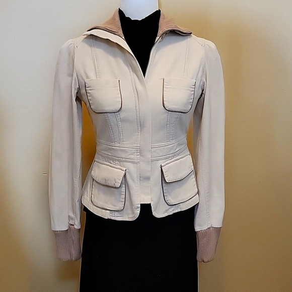 "Bebe" Cream Corduroy Jacket w/ knit collar & cuffs. - Picture 1 of 9